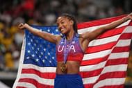 Tara Davis-Woodhall at the World Athletics Championships 2025 in Tokyo, Japan. (Photo by Getty Images)